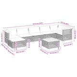 8 Piece Garden Sofa Set with Cushions Grey Poly Rattan