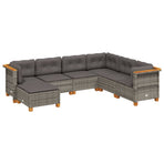 7 Piece Garden Sofa Set with Cushions Grey Poly Rattan