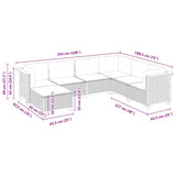7 Piece Garden Sofa Set with Cushions Grey Poly Rattan