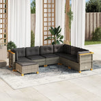 7 Piece Garden Sofa Set with Cushions Grey Poly Rattan