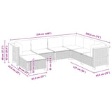 7 Piece Garden Sofa Set with Cushions Beige Poly Rattan
