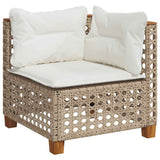 7 Piece Garden Sofa Set with Cushions Beige Poly Rattan - Side View