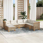 7 Piece Garden Sofa Set with Cushions Beige Poly Rattan