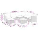 8 Piece Garden Sofa Set with Cushions Black Poly Rattan