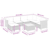 8 Piece Garden Sofa Set with Cushions Grey Poly Rattan