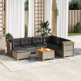 8 Piece Garden Sofa Set with Cushions Grey Poly Rattan
