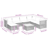 8 Piece Garden Sofa Set with Cushions Black Poly Rattan