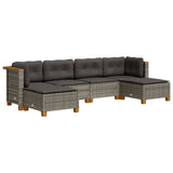 6 Piece Garden Sofa Set with Cushions Grey Poly Rattan