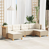 6 Piece Garden Sofa Set with Cushions Beige Poly Rattan