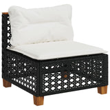 6 Piece Garden Sofa Set with Cushions Black Poly Rattan - Top-Down View