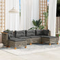 6 Piece Garden Sofa Set with Cushions Grey Poly Rattan
