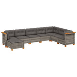8 Piece Garden Sofa Set with Cushions Grey Poly Rattan