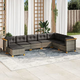 8 Piece Garden Sofa Set with Cushions Grey Poly Rattan