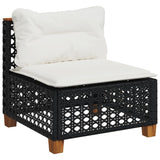 8 Piece Garden Sofa Set with Cushions Black Poly Rattan - Top-Down View