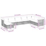 8 Piece Garden Sofa Set with Cushions Black Poly Rattan - Close-Up Angle