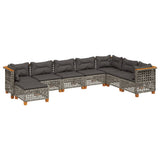 8 Piece Garden Sofa Set with Cushions Grey Poly Rattan