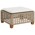 8 Piece Garden Sofa Set with Cushions Beige Poly Rattan