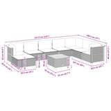 9 Piece Garden Sofa Set with Cushions Black Poly Rattan