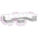 9 Piece Garden Sofa Set with Cushions Grey Poly Rattan