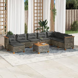 9 Piece Garden Sofa Set with Cushions Grey Poly Rattan