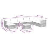 9 Piece Garden Sofa Set with Cushions Beige Poly Rattan - Extra Image