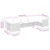 7 Piece Garden Sofa Set with Cushions Grey Poly Rattan - Rear View