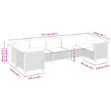 7 Piece Garden Sofa Set with Cushions Beige Poly Rattan - Rear View