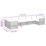 7 Piece Garden Sofa Set with Cushions Beige Poly Rattan - Rear View