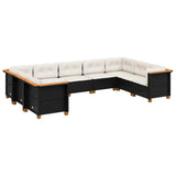 9 Piece Garden Sofa Set with Cushions Black Poly Rattan