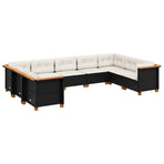 9 Piece Garden Sofa Set with Cushions Black Poly Rattan