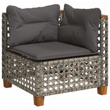 9 Piece Garden Sofa Set with Cushions Grey Poly Rattan - Top-Down View
