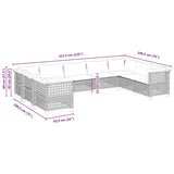 9 Piece Garden Sofa Set with Cushions Beige Poly Rattan - Rear View