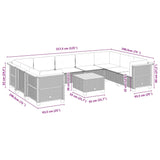 10 Piece Garden Sofa Set with Cushions Black Poly Rattan - Low Angle