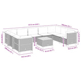 10 Piece Garden Sofa Set with Cushions Grey Poly Rattan - Low Angle