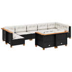 9 Piece Garden Sofa Set with Cushions Black Poly Rattan