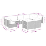 9 Piece Garden Sofa Set with Cushions Grey Poly Rattan