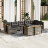 9 Piece Garden Sofa Set with Cushions Grey Poly Rattan