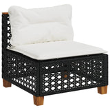 9 Piece Garden Sofa Set with Cushions Black Poly Rattan - Top-Down View