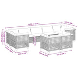 9 Piece Garden Sofa Set with Cushions Grey Poly Rattan