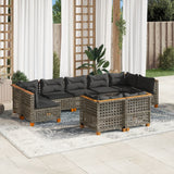 9 Piece Garden Sofa Set with Cushions Grey Poly Rattan