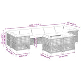 9 Piece Garden Sofa Set with Cushions Beige Poly Rattan - Rear View