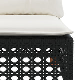 10 Piece Garden Sofa Set with Cushions Black Poly Rattan - Rear View
