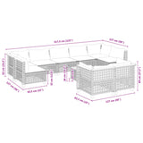 10 Piece Garden Sofa Set with Cushions Grey Poly Rattan - Low Angle