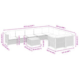 10 Piece Garden Sofa Set with Cushions Black Poly Rattan - Low Angle