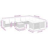 10 Piece Garden Sofa Set with Cushions Grey Poly Rattan - Low Angle
