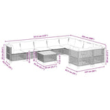 10 Piece Garden Sofa Set with Cushions Beige Poly Rattan - Low Angle