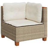 10 Piece Garden Sofa Set with Cushions Beige Poly Rattan - Side View