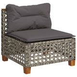 10 Piece Garden Sofa Set with Cushions Grey Poly Rattan - Side View