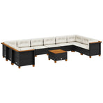 11 Piece Garden Sofa Set with Cushions Black Poly Rattan