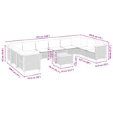 11 Piece Garden Sofa Set with Cushions Beige Poly Rattan - Low Angle